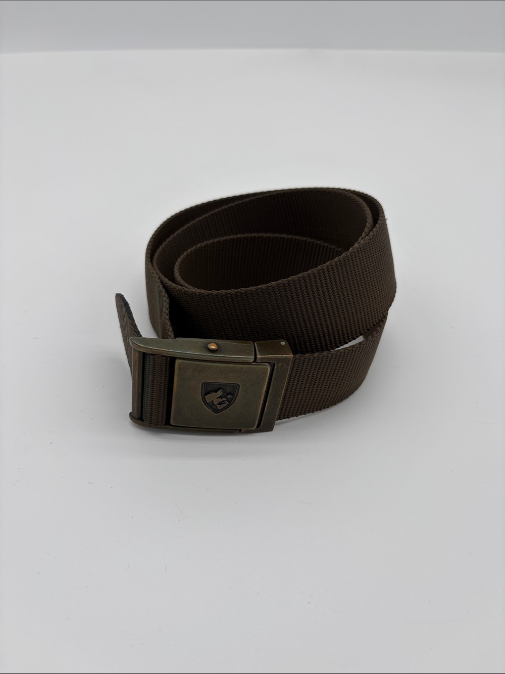 Kuhl Aviatr Brown Green Woven Nylon Tactical Clip Belt 39in BLEMISH